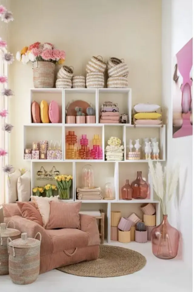 Vase dame jeanne en verre rose 28x28x42 cm