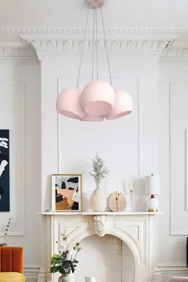 Suspension en métal rose 4 abat-jours