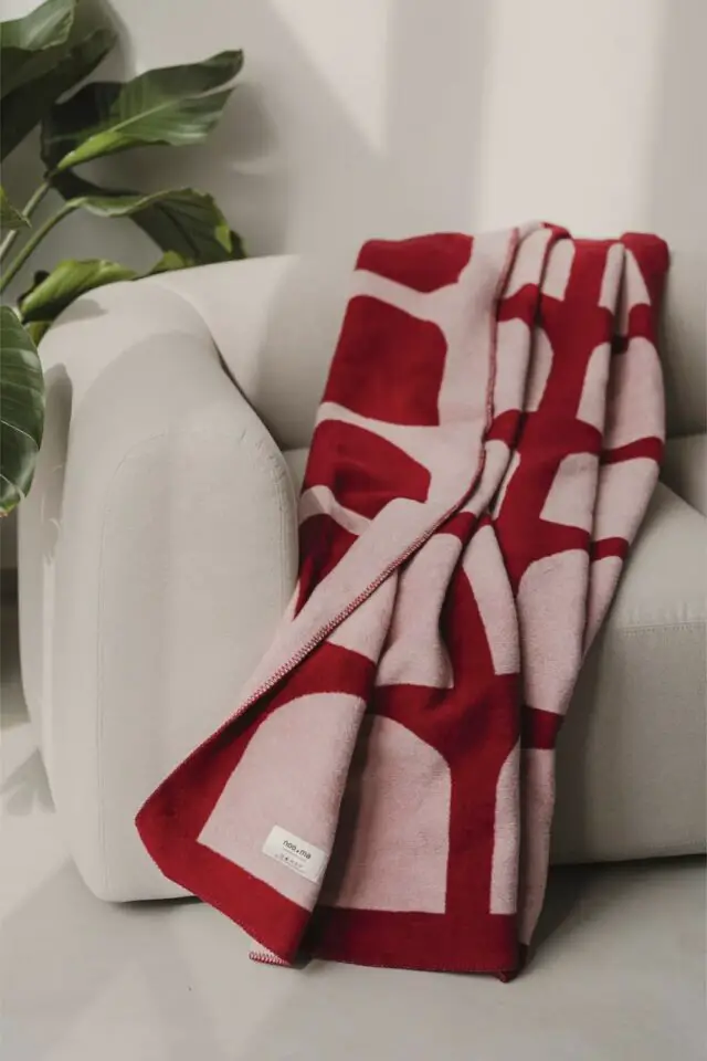 Plaid en coton, rose et rouge moderne 