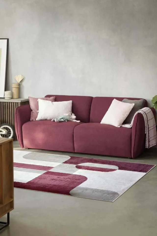 Tapis chenille rectangulaire en polyester à poils courts