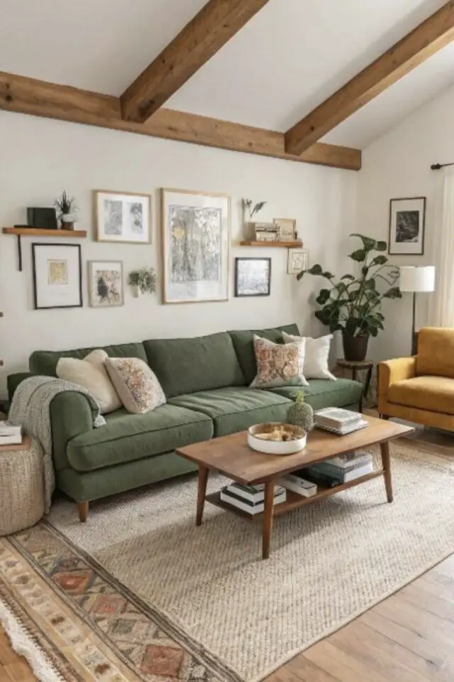 home staging guide ultime touche de couleurs moderne mobilier salon canapé vert fauteuil jaune ambiance agréable et moderne 