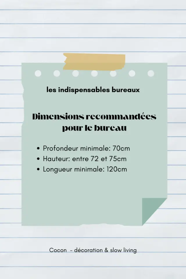 indispensable bureau meuble de travail dimensions minimales à prendre en compte