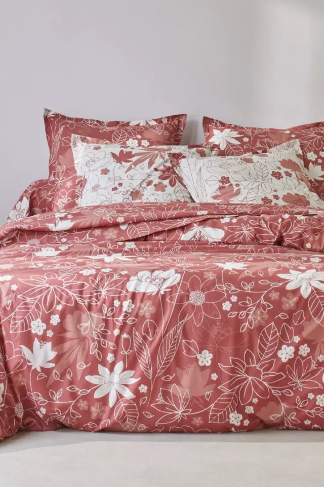 Linge de lit imprimé floral coton