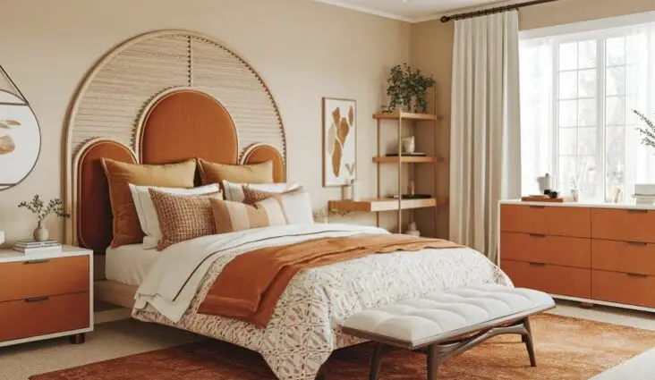 déco couleur orange brûlée références peinture inspirations chambre salon salle de bain cuisine entrée ambiance neutre et chaleureuse moodboard