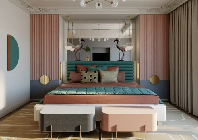 décoration moderne chic vieux rose chambre adulte peinture accessoires