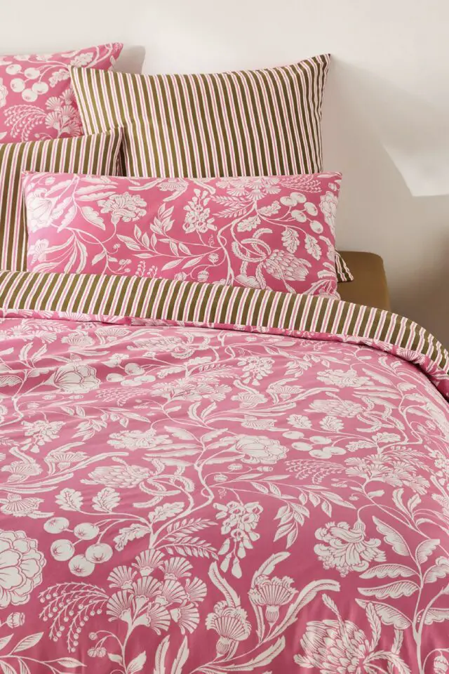 Housse de couette en coton rose