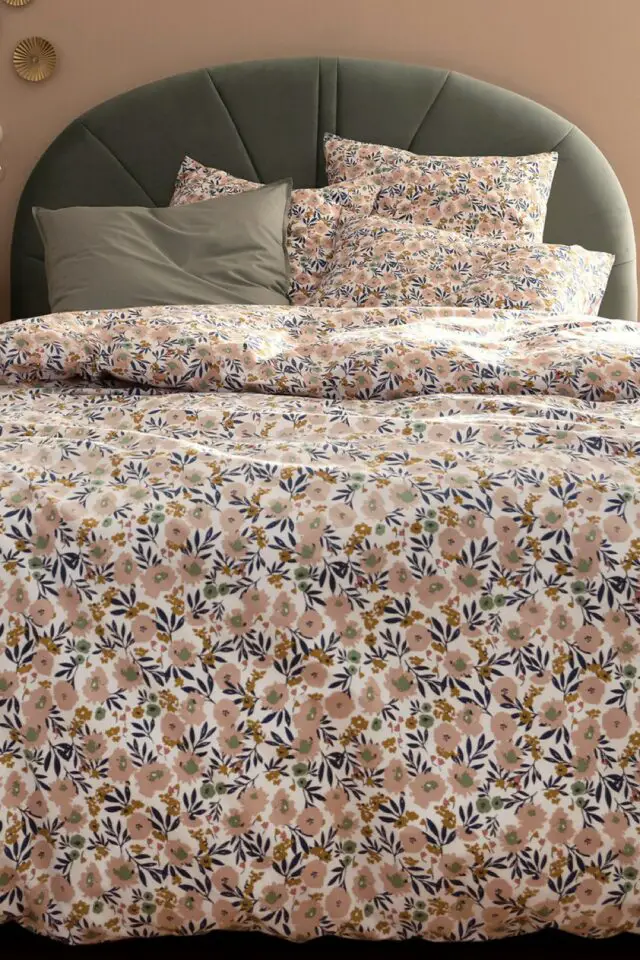 Housse de couette en percale de coton motif floral 