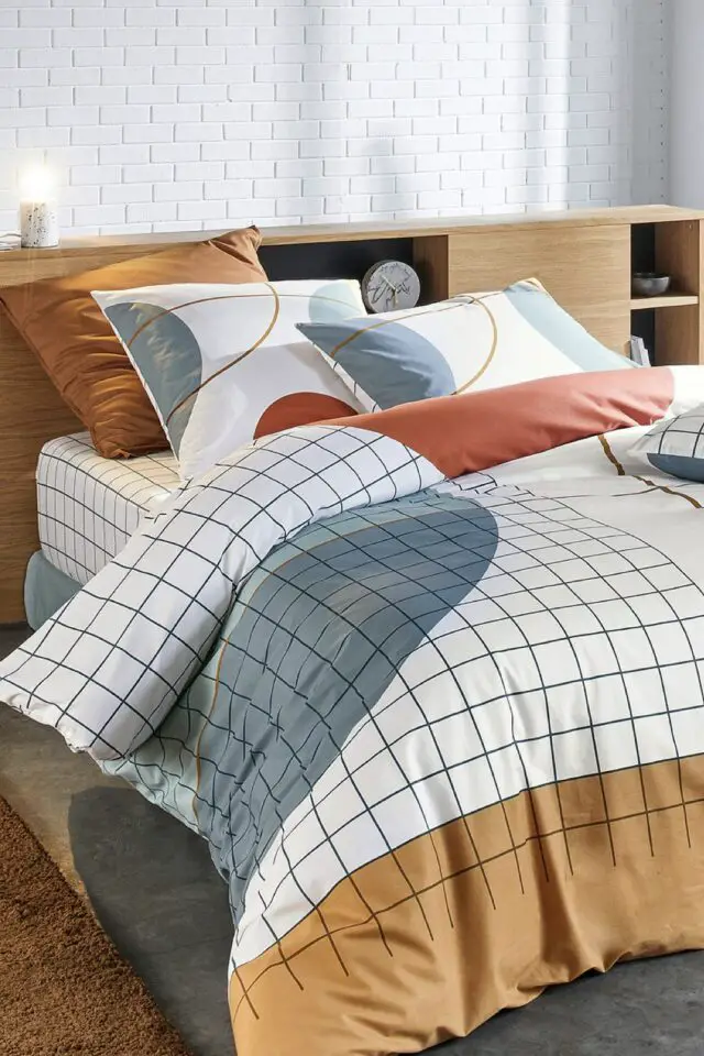 Housse de couette en coton imprimé multicolore