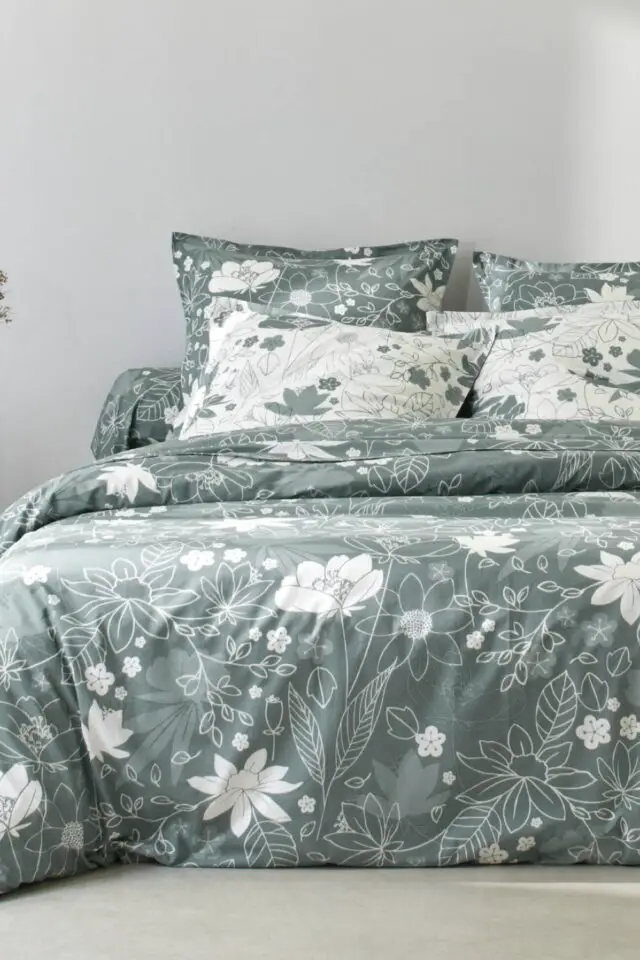 Linge de lit imprimé Pénélope coton eucalyptus