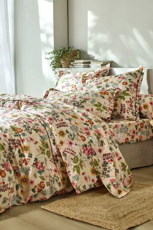 Linge de lit Kelly en coton imprimé floral