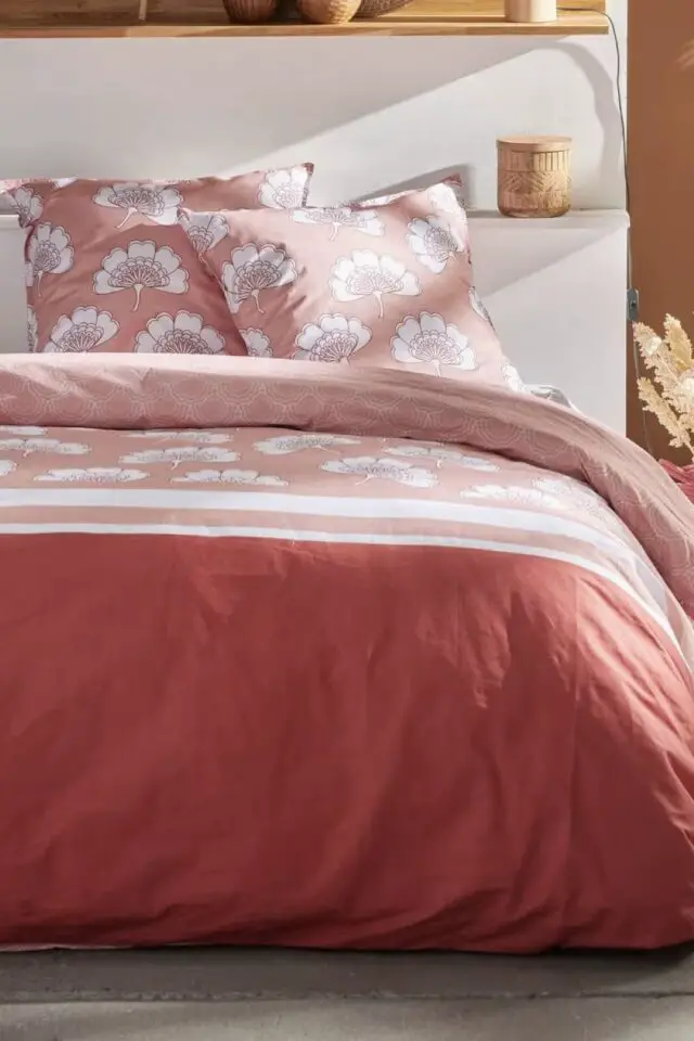 Sunshine celeste - Parure de lit imprimé Floral Coton