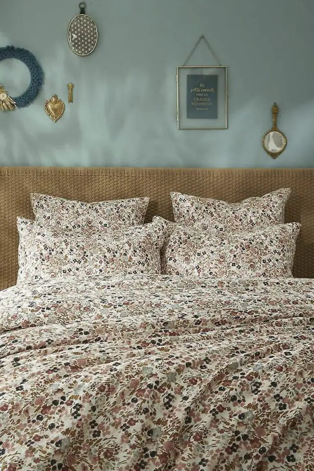 Housse de couette gaze de coton à motifs floraux 