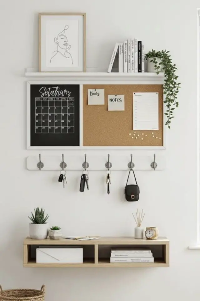 organisation vie de famille déco murale exemple petit calendrier crochet pour les clefs étagère suspendue tableau en liège 