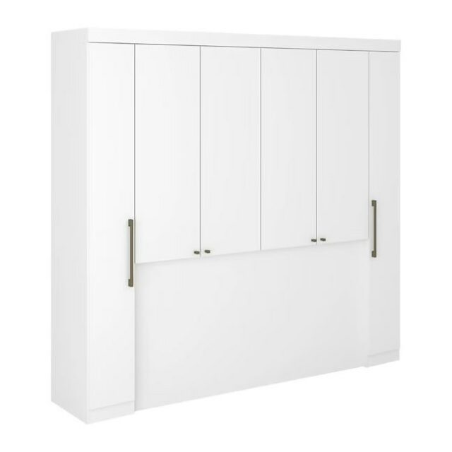 Pont de lit - 6 portes - Avec armoires et rangements - L206 cm 