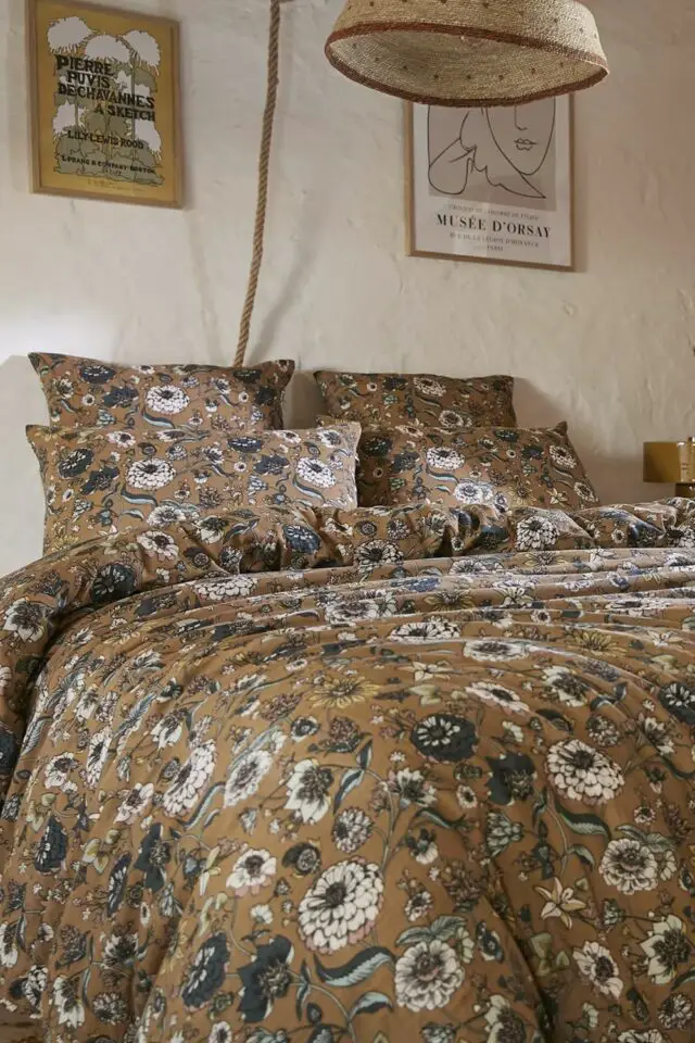 Housse de couette gaze de coton à motifs floral