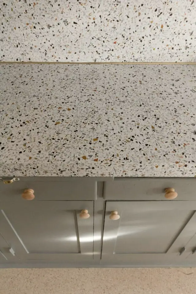 rénovation plan de travail cuisine pas cher terrazzo espace de vie moderne et nature meuble en bois relooking  bricolage 