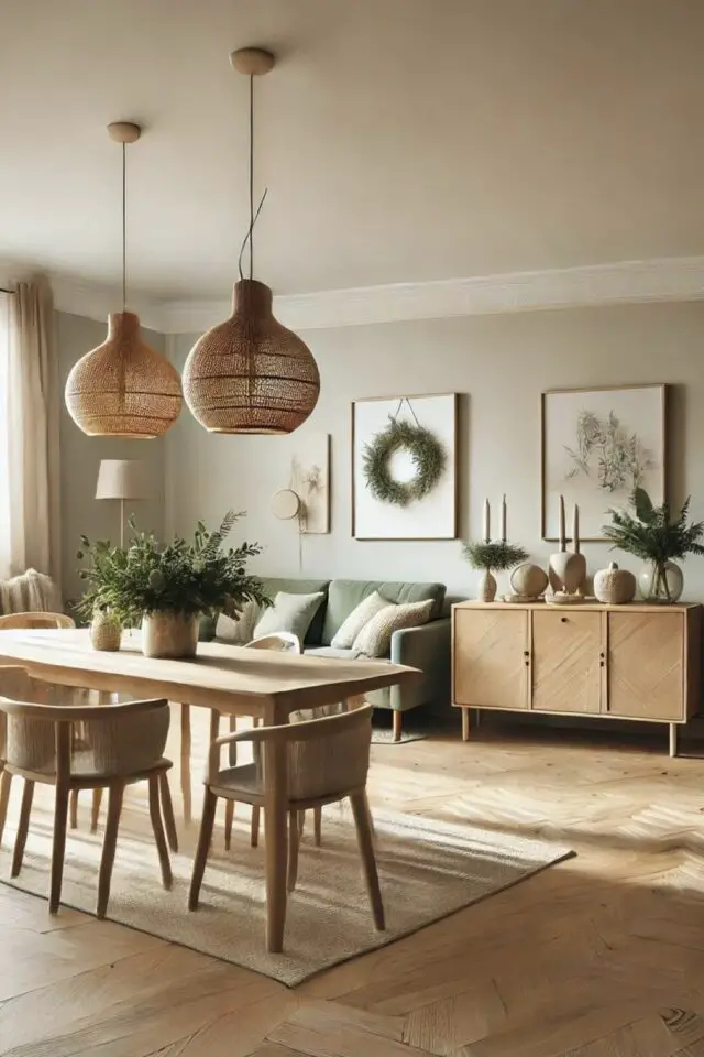 salon salle à manger moderne exemple intérieur neutre et chic meuble en bois harmonie couleur et matériaux 