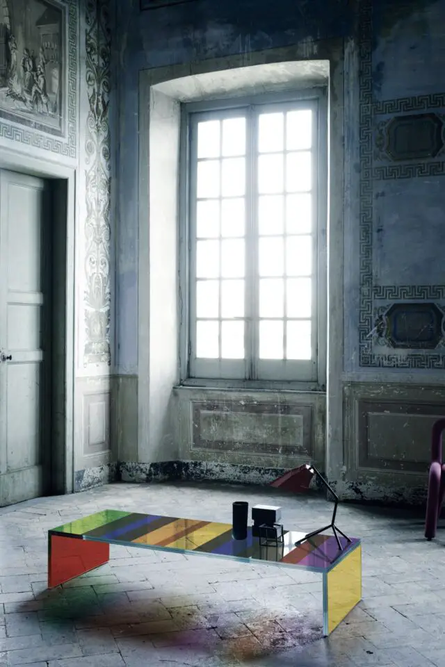 Table basse The Dark Side of the Moon verre design multicolore 