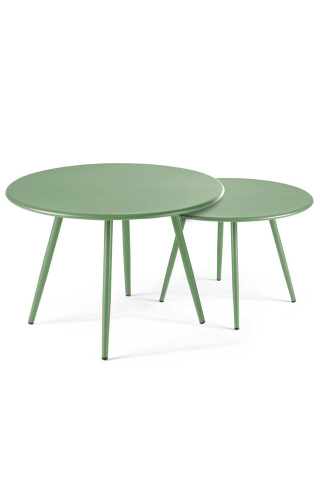 Table basse en métal ronde diamètre 50 cm vert cactus