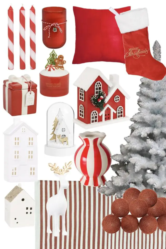 accessoire déco Noël rouge et blanc shopping liste accessoire déco Noël rouge et blanc shopping liste