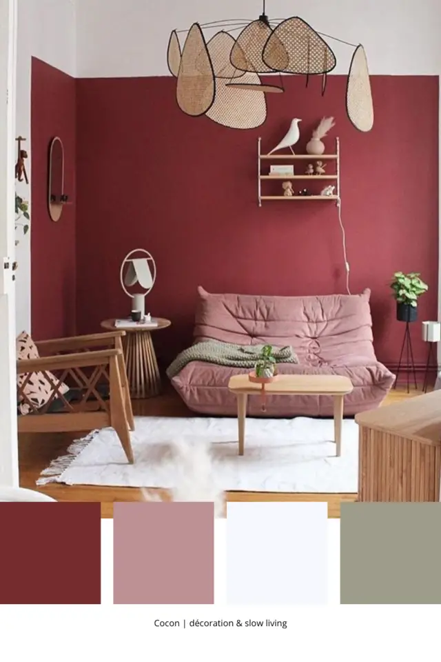 association de couleurs avec du bordeaux salon moderne soubassement coloré canapé rose scandinave tendance association de couleurs avec du bordeaux salon moderne soubassement coloré canapé rose scandinave tendance