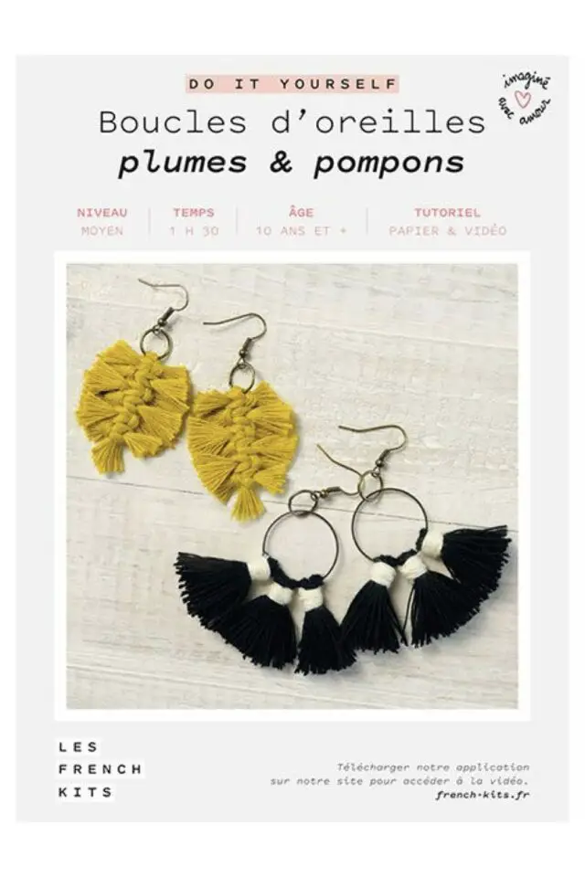 Kit DIY Boucles d'oreilles plume & nœuds