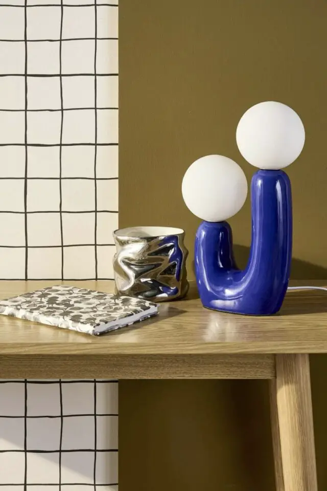 Lampe de table organique céramique et verre