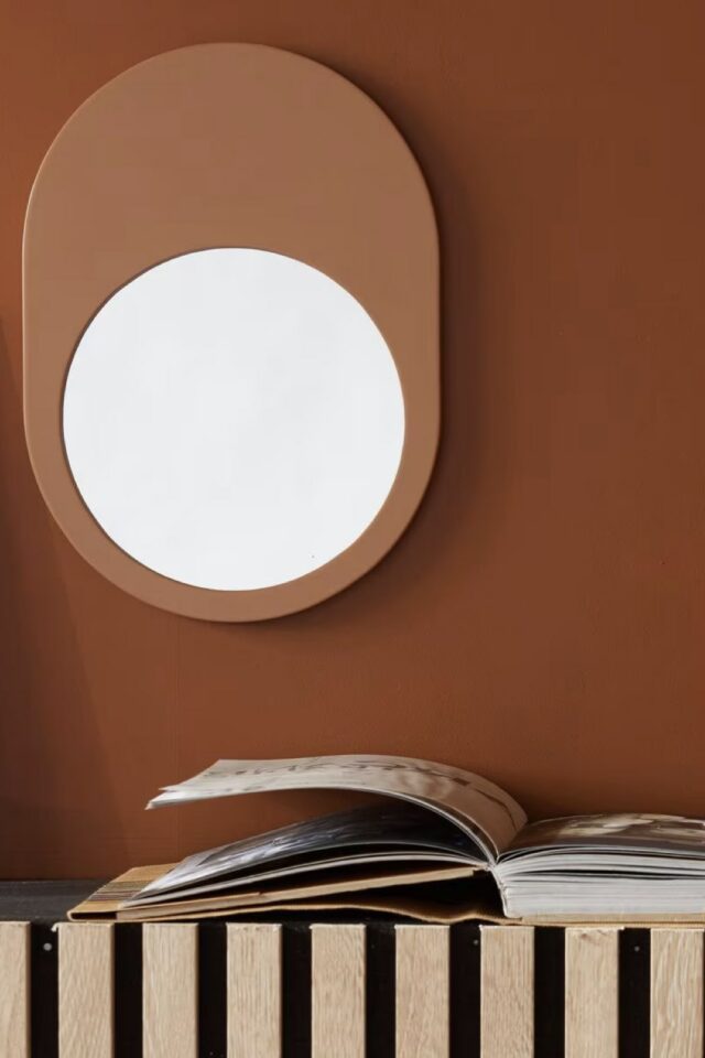 Miroir mural ovale en bois 23x32 cm