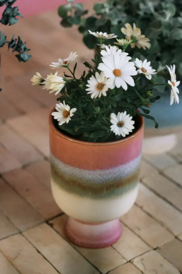 Pot de fleurs Retro céramique rose / Ø 13 x H 19,5 cm