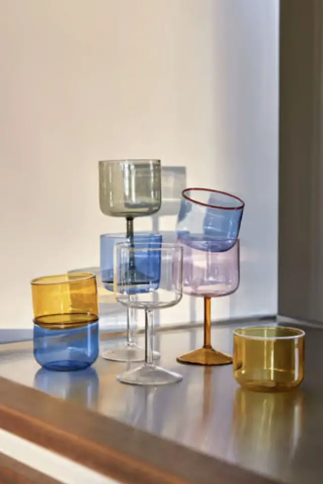 Verre à vin Tint verre rose / Set de 2 design Verre à vin Tint verre rose / Set de 2 design