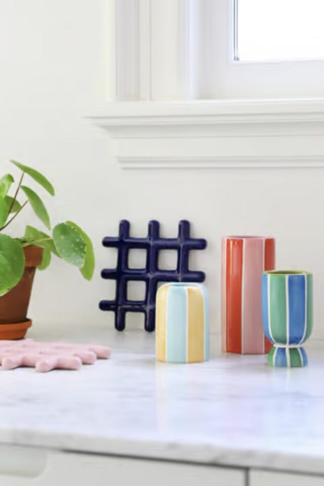 Dessous de plat Grid céramique bleu / 19 x 19 cm - Grès design Dessous de plat Grid céramique bleu / 19 x 19 cm - Grès design