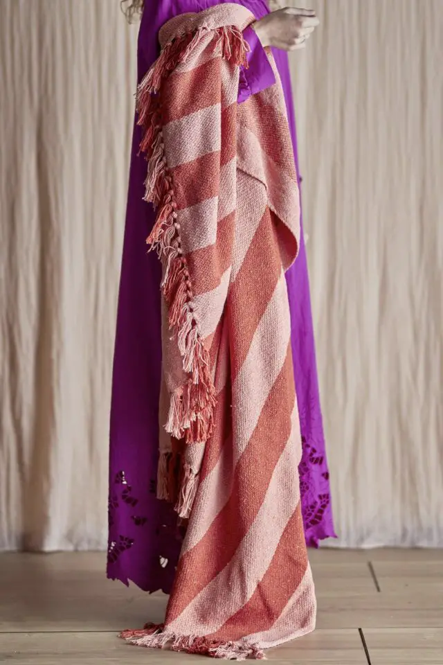 Plaid Frello tissu orange / 160 x 130 cm - Coton recyclé