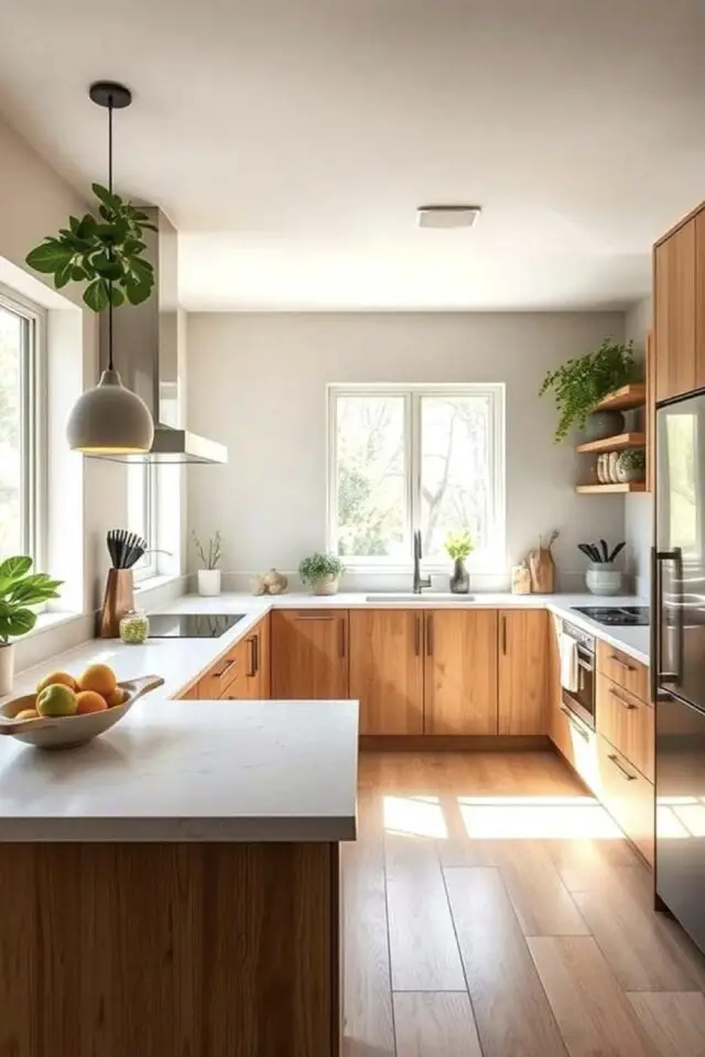 cuisine surface m2 aménagement espace fermé implantation en U grande capacité de rangement triangle d'activité bien défini 