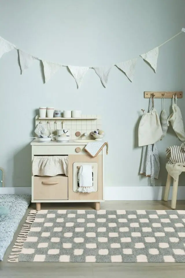 Tapis enfant à carreaux 100% coton