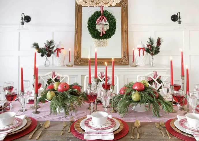 décor de Noël traditionnel en rouge et blanc moddboard inspirations