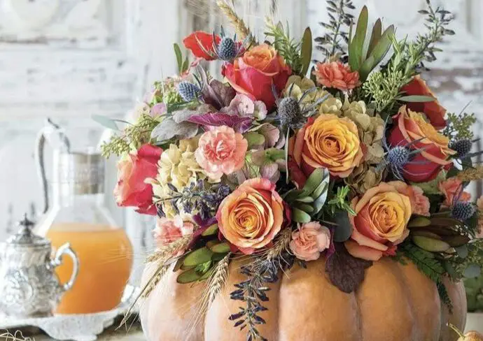 Halloween chic citrouille et bouquet de fleurs idées DIY à faire soi même