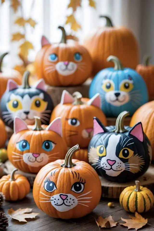 Halloween citrouille peinture chats idée originale à faire avec les enfants DIY créatif Halloween citrouille peinture chats idée originale à faire avec les enfants DIY créatif