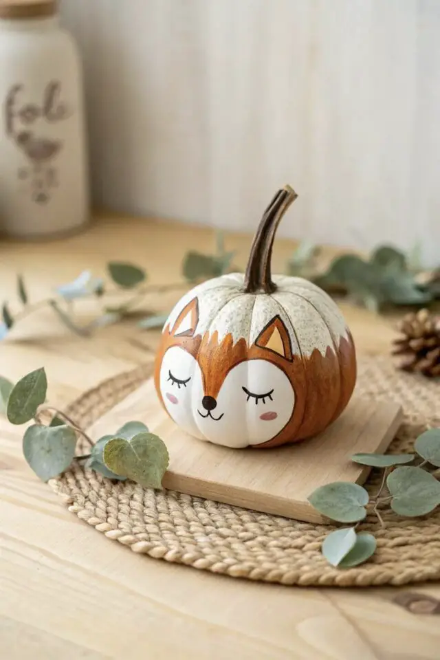 Halloween citrouille peinture renard mignon activité manuelle adulte DIY octobre Halloween citrouille peinture renard mignon activité manuelle adulte DIY octobre