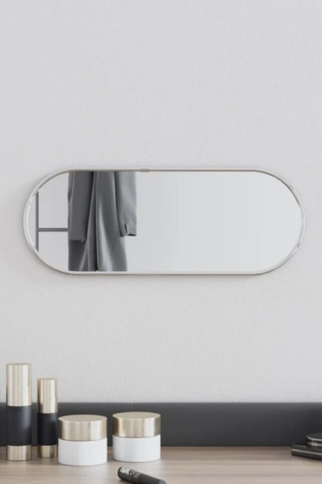 Miroir à fixer gris ovale 