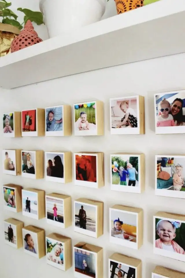 cadre photo original décoration murale bloc de bois pour donner du volume à des polaroid cadre photo original décoration murale bloc de bois pour donner du volume à des polaroid