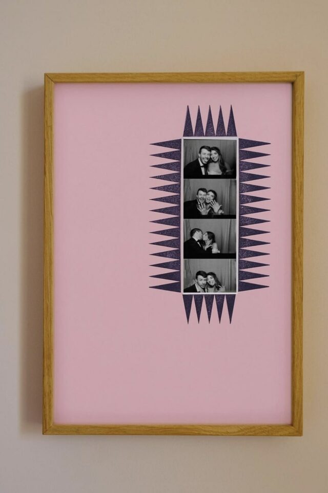 cadre photo original décoration murale passe-partout rose avec motif moderne photomaton noir et blanc cadre photo original décoration murale passe-partout rose avec motif moderne photomaton noir et blanc