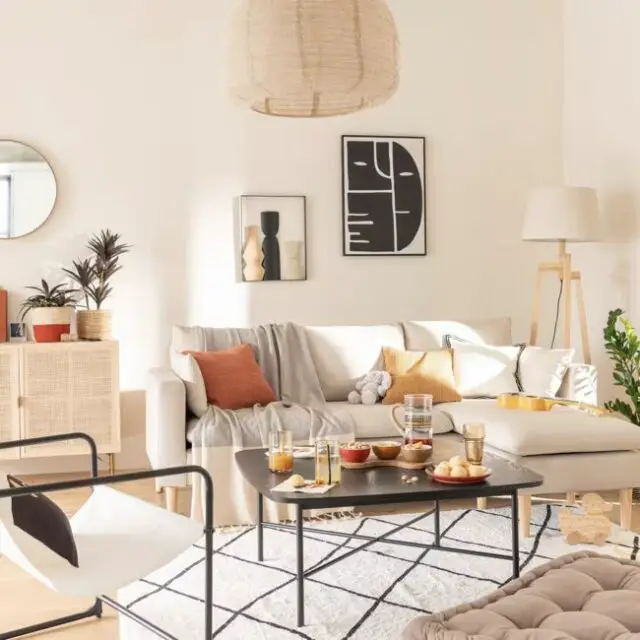 Canapé d'angle 3/4 places beige