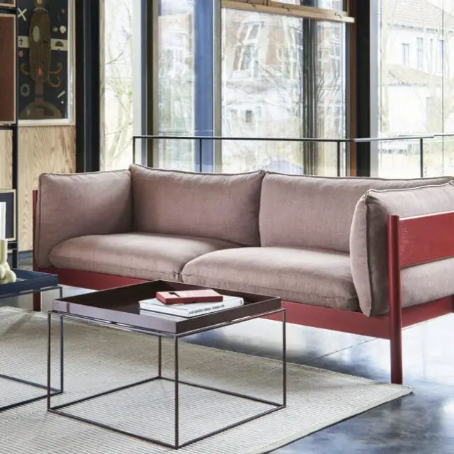 Canapé droit Arbour Eco tissu rose / 3 places - L 220 cm Canapé droit Arbour Eco tissu rose / 3 places - L 220 cm