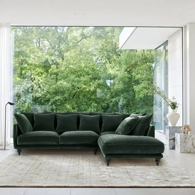 Canapé d'angle velours vert