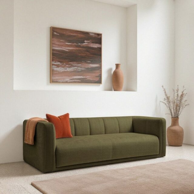 Canapé convertible 4 places en tissu chenille