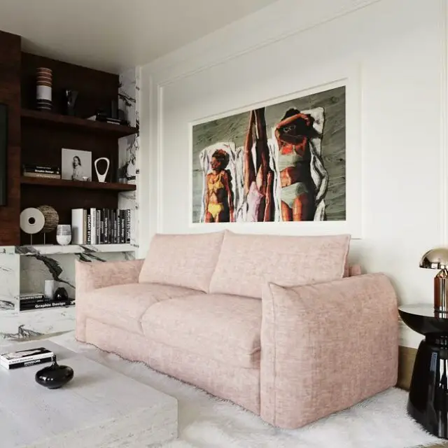 Canapé convertible express 3 places en velours texturé rose vintage Canapé convertible express 3 places en velours texturé rose vintage