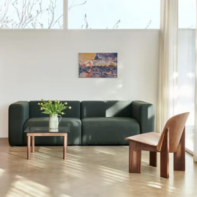 Canapé droit Mags n°1 tissu vert / 2,5 places - L 228 cm