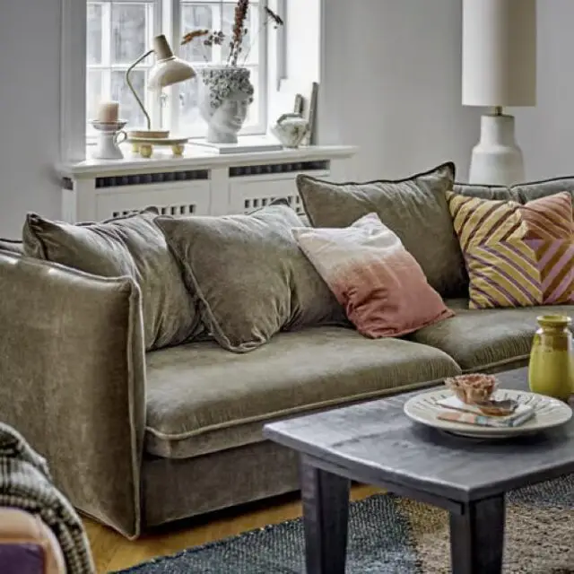 Canapé droit Austin tissu vert / L 228 cm - Velours