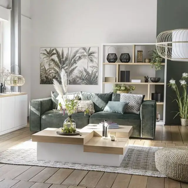 Canapé 4 places en velours vert foncé - Maisons du Monde