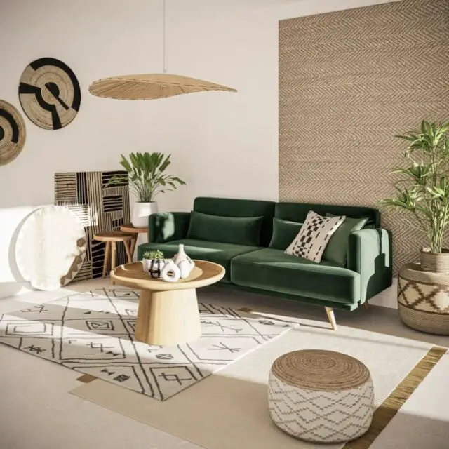 Canapé clic-clac 3 places en velours vert